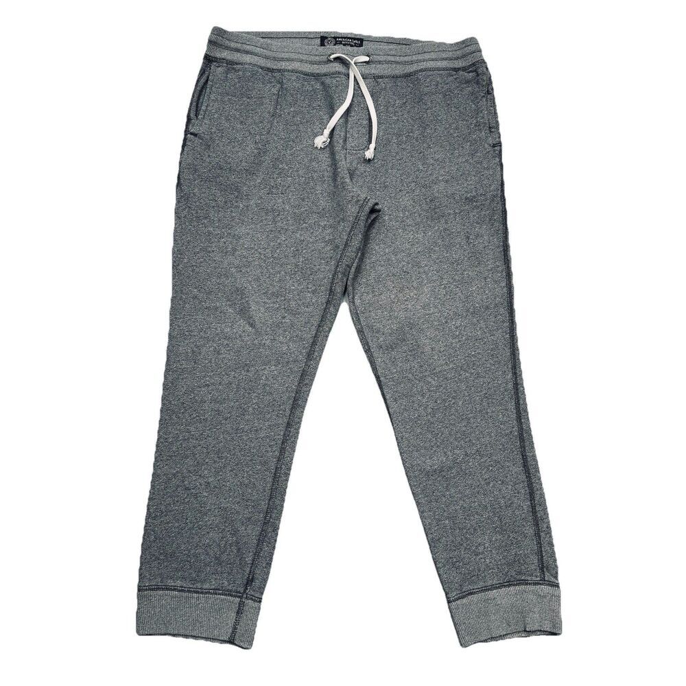 American Eagle Jogger Mens XL Measures 38x29.5 Gray Drawstring Distress Cotton